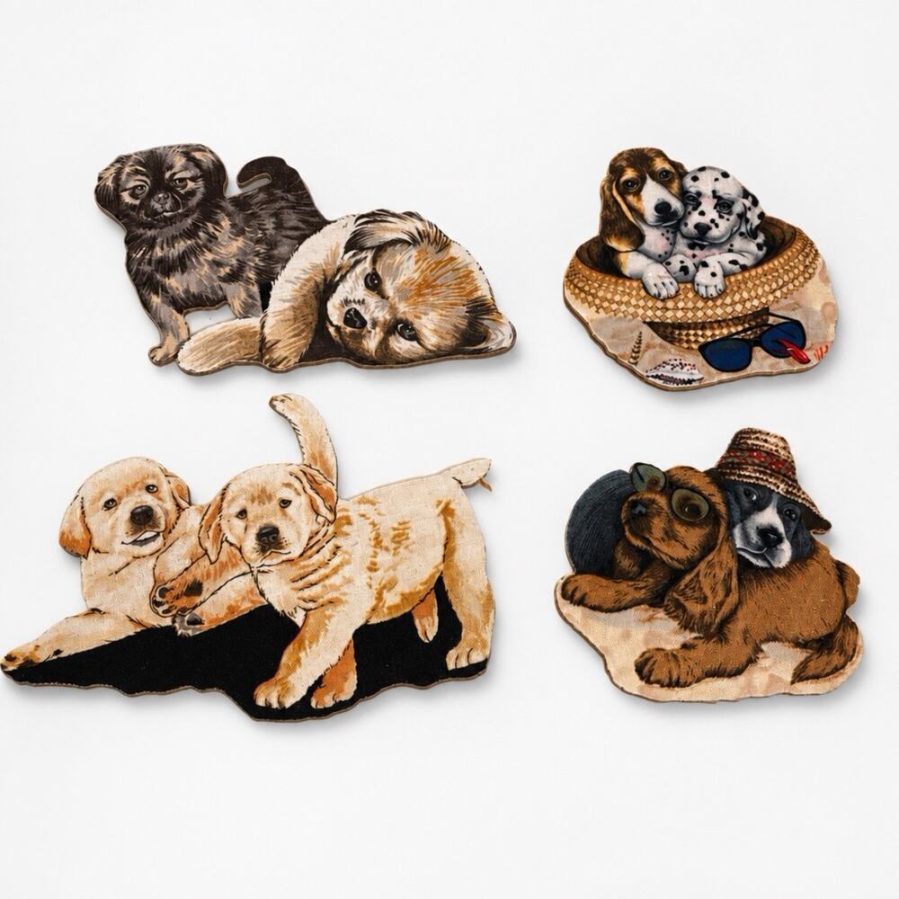 c 1880 Victorian Collections Die Cut DOGS Lover Antique Scrap Ephemera 3" LotOf4